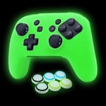 Glow In The Dark Controller Skin Grips Set Compatible Avec Nintendo Switch Pro Controller Anti-Slip Silicone Cover Case Joystick Caps For Switch Pro Wireless Controller.