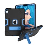 iPad Pro 11 inch (2018) hybrid skydd av plast med logo utskärning och fotstöd - Svart/ Ljus Blå