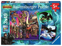 Ravensburger - Puzzle Enfant - Puzzles 3x49 p - Apprivoiser les dragons - Dragons 3 - Dès 5 ans - 08064