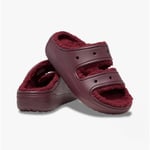 Crocs CLASSIC COZZZY Unisex Adults Warm Lining Comfortable Sandals Dark Cherry