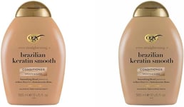 OGX Brazilian Keratin Smooth Conditioner for Dry Hair, 385Ml (Pack of 2)