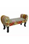 'Roses' - Shabby Chic Chaise Pouffe Stool  Wood Legs - Multi-coloured