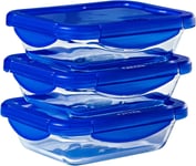 Pyrex® Cook & Go Set of 3 Rectangular Glass Storage Boxes with Airtight and Wate