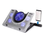 ENHANCE Cryogen 3 Gaming Laptop Cooling Pad - USB Powered 5 LED Fans, Metal Cooler Surface fits 17.3" Laptops, Device Holder for Smartphone, 5 Adjustable Stand Settings, Portable for PC Gamer