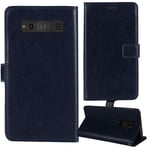Lankashi Stand Premium Retro Business Flip Leather Case Protector Bumper For Doro 1370/1372 2.4" Protection Phone Cover Skin Folio Book Card Slot Wallet Magnetic（Dark Blue）