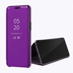 LAGUI Case Compatible for Xiaomi Redmi 9A, Stylish Mirror Ultra-thin Flip Cover with Stand. purple