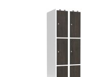 Garderob 2x400 mm Lutande tak 3-styckig pelare Laminatdörr Nocturne trä Cylinderlås