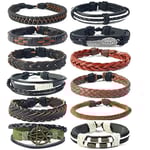 12 st herr armband flätad läder handledsband punk rep armband manschett vintage armband wrap set justerbar trendig