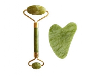 Massage roller and plate Guasha green xiuyan jadeite ( Light Green Xiuyan Jade Roller &amp Gua Sha Set)