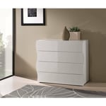 Commode Dhainau, Commode 4 tiroirs, Commode pour chambre, 100% Made in Italy, cm 98x40h82, Blanc brillant - Dmora