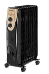 2000w 9 Fin Oil Filled Radiator Heater Black