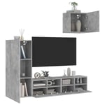 vidaXL 4 Piece TV Wall Units Concrete Grey Engineered Wood UK GF0
