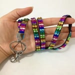 Lanyard Id Badge Card Holder Neck Strap Sparkly Clip With Rhines D Silver