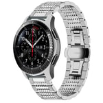 Juntan Smart Watch Band Compatible for Samsung Galaxy Watch 3 45mm Gear S3 Frontier Classic Galaxy Watch 46mm Stainless Steel Bracelet 22mm Silver