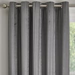 Jacquard Velvet Curtains Stripe Eyelet Ring Top 229 90x90" Conrad Charcoal Slate