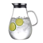 2.5 L Glass Jug with Lid, Water Carafe Jug for Hot/Cold Water, Heat Resistant Borosilicate Glass Pitcher, Water Dispenser, Glass Drip-Free Jug, Beverage Jug for Homemade Iced Tea and Juice (2500ml)
