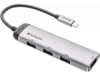 Verbatim USB-C Multiport Hub, USB 3.2 Gen 1 (3.1 Gen 1) Type-C, USB 3.2 Gen 1 (3.1 Gen 1) Type-A, 5000 Mbit/s, Grå, Gjuten aluminium, Plast, 0,15 m