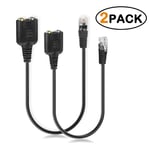 baolongking Headset Adapter RJ9 Male to 3.5mm Female Headset Phone MIC Audio Splitter Adapter Cable 2 Pack