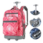 LHY EQUIPMENT Lightweight Trolley School Backpack, 19 Inch Waterproof Wheeled Backpack Laptop Rucksack with Wheels for Men Women Travel Work,Pink