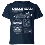 Back To The Future Delorean Schematic Kids' T-Shirt - Navy - 3-4 Years - Navy