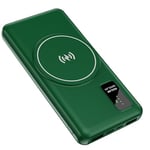 JOEAIS Power Bank, 10000mAh Portable Charger with 22.5W Super Fast PD Charge, With Micro-C Input, 15W Wireless Charger charging bank, Includes Lightning/Micro/Type-C Cables for iPhone, Samsung(Green)