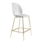 Gubi - Beetle Counter Chair Un-upholstered, Conic Base Brass, White Shell - Alabaster White - Vit - Barstolar - Metall/Plast