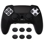 PlayVital 3D Studded Edition Anti-Slip Silicone Cover Case for ps5 Edge Controller, Soft Rubber Protector Skin for ps5 Edge Wireless Controller with 6 Thumb Grip Caps - Black