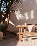 Canadell, Udendørs bord, rustik, solidt træ by Kave Home (H: 77 cm. x B: 220 cm. x L: 100 cm., Natur)