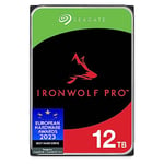 Seagate IronWolf, Pro 12 TB, Enterprise Internal NAS HDD – CMR 3.5 Inch, SATA 6 Gb/s, 7,200 RPM, 256 MB Cache for RAID NAS, Rescue Services - Frustration Free Packaging (ST12000NTZ01)