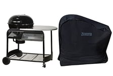 Zanussi ZCBBQ22TK-C Barbecue à charbon avec housse noire, roues intégrées, thermostat intégré avec grille chromée, étagère de rangement et table d'appoint