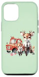Coque pour iPhone 15 Pro Famille de cerfs verts et mignons qui se rendent au travail