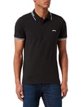 BOSS Mens Paul Curved Curved-Logo Slim-fit Polo Shirt in Stretch Cotton Black