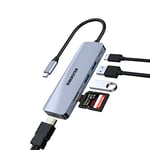 Hub USB C 6 en 1, Adaptateur multiport USB C avec HDMI 4K, PD 100 W, 2 USB 3.0, Lecteur de Carte SD/TF Compatible avec Ordinateur Portable, MacBook Pro/Air et Autres appareils de Type C