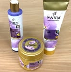 Three Pantene Pro V Miracles Silk Glowing Purple Shampoo, Conditioner & Mask
