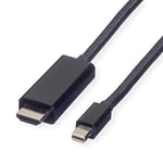 VALUE Câble Mini DisplayPort avec connecteur HDMI M/M | Transmission sur écran de la vidéo et de l'audio | manteau PVC noir | 3m