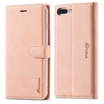 EYZUTAK Case for iPhone 7 Plus iPhone 8 Plus, Vintage Wallet Folio Flip Cover Full Coverage Premium Leather Case with Magnetic Closure Kickstand Card Slots - Rose Gold