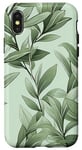 iPhone X/XS Sage green Leaves Botanical Plant Line Art Wildflower Floral Case