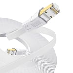 Ethernet Cable 5m, Flat Lan Cable 40Gbps High Speed Network Cable RJ45 SSTP Internet Cable for Modem, Router, Switch, White