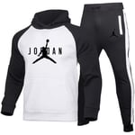 DSFF Jordan Veste à capuche et pantalon de sport 2 pièces pour homme Noir Blanc XL
