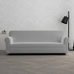 MB HOME BASIC Housse de canapé élastique Dahlia, Gris Clair, 3 places