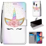 SATURCASE Case for Samsung Galaxy A20e, Beautiful PU Leather Flip Magnet Wallet Stand Card Slots Hand Strap Protective Cover for Samsung Galaxy A20e (DK-37)