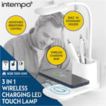 Intempo Wireless Charging Lamp Touch LED Stationary Holder 3in1 Desk Caddy White