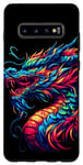 Coque pour Galaxy S10+ Illustration animale de dragon cool esprit animal Tie Dye Art