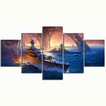 Canvas Painting Pictures Military WW1 WW2 Navy Air Force Army Battleship 5 panel artwork Large poster for living room modular Modern Wall Decor Framed 150x80cm Gift idea for friends Ready To Hang