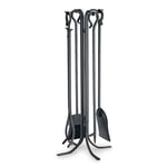 Pilgrim Home and Hearth Set Fireplace Tools by Pilgrim, Forged Iron, Matte Black, 33" Tall