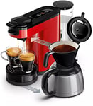 Philips Domestic Appliances SENSEO Machine à café filtre et dosette, technologie de brassage 2 en 1, réservoir d'eau de 1 litre, 7 tasses en un seul passage, rouge Monzarot (HD6592/84)