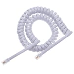 RJ10 Telephone Phone Cable Lead Curly Spring Coiled Spiral Handset Wire 2 Meter / 6.6 Feet Compatible with Landline/IP Phones BT, AT&T, Cisco, NEC, ROLM, ITT, TI (White)