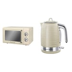 Russell Hobbs RHRETMM705C 17L Retro Manual 700w Solo Microwave Cream & 24364 Inspire Electric Kettle, 1.7 Litre Cordless Hot Water Dispenser with 1 Cup 45 Second Fast Boil, Cream, 3000 W