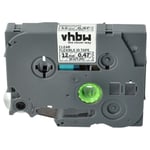 vhbw 1x Ruban compatible avec Brother PT E110, E300, E115, E105, E110VP, E200 imprimante d'étiquettes 12mm Noir sur Transparent, flexible