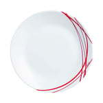 Arcopal by Luminarc Domitille 18pc Opal Glass Black Red Lined Dinner Set Plates (6X Dessert Plates, Red)